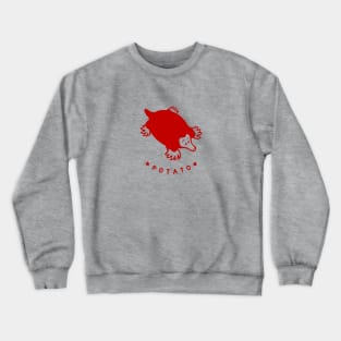 Chonky mole. minimal art of a cute furry potato in red ink Crewneck Sweatshirt